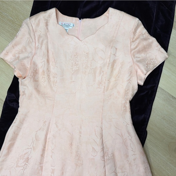 Talbots pastel pink short sleeves feminine brocade mini dress Plus size 18 - Picture 8 of 16